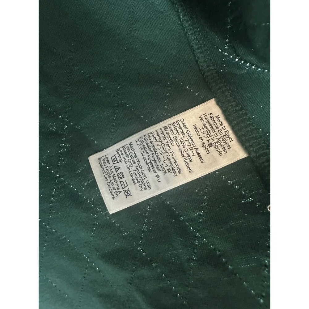 J.Crew Quilted Quarter Zip Pullover Color block Navy Blue Green Men's Medium